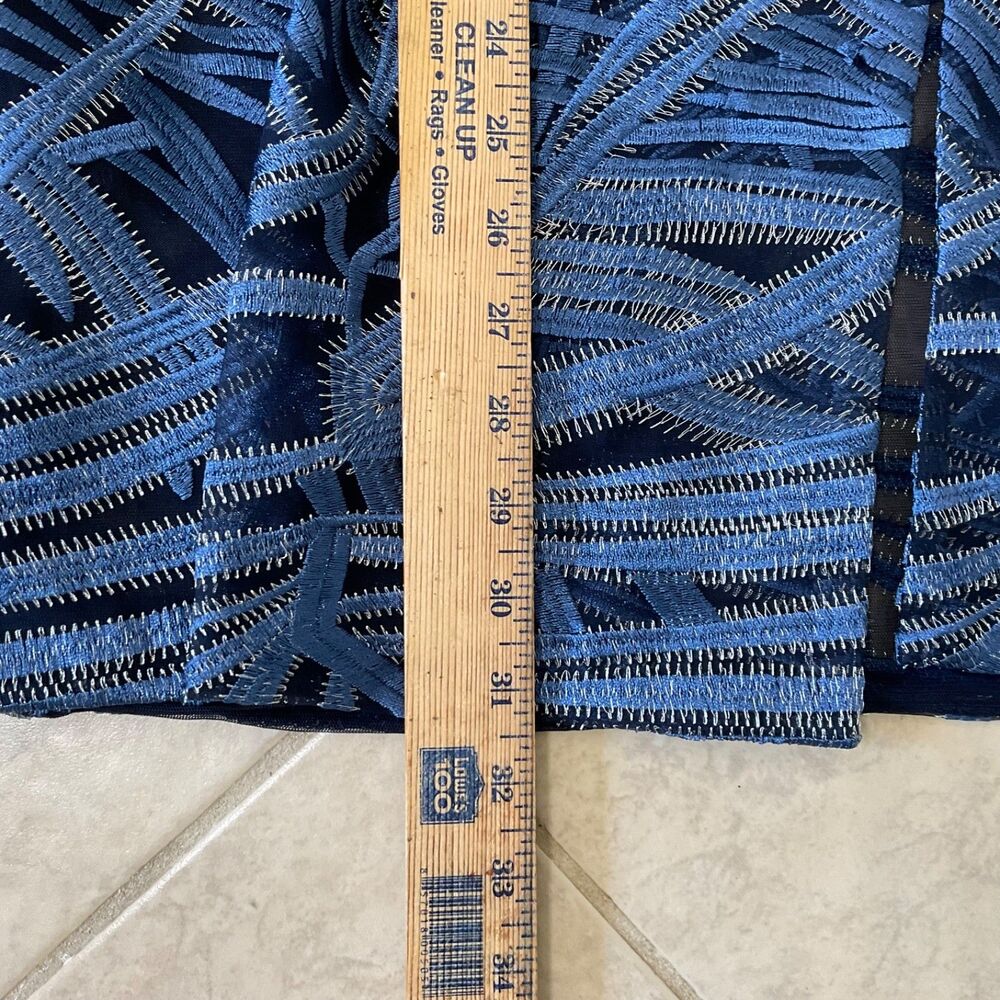 Chico's Travelers Blue Whimsy Mesh Stripe Embroidered 3/4 Sleeve Jacket 3 US XL - Picture 7 of 14